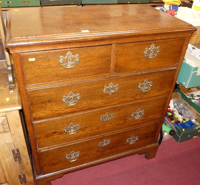 Lot 1364 - A 19th century oak squarefront chest, of two...