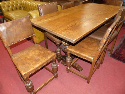 Lot 1367 - An oak small refectory dining table, raised on...