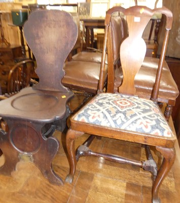 Lot 1371 - An George III mahogany panelled seat shield...