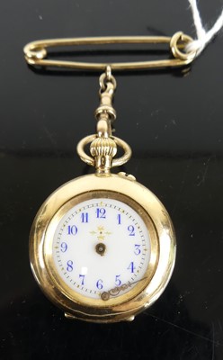 Lot 382 - A continental lady's 14ct gold fob watch,...