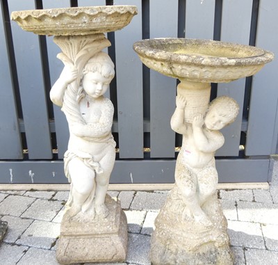 Lot 1467 - Two similar reconstituted stone bird baths,...