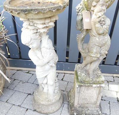 Lot 1468 - A reconstituted stone bird bath, h.91.5cm;...