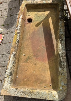 Lot 1423 - A large shallow butler's stone trough sink,...