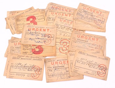 Lot 54 - Collection of GWR 1920s Urgent Luggage and...