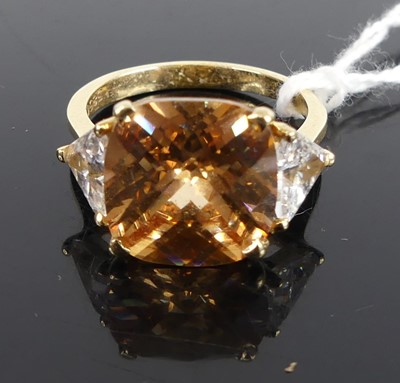 Lot 419 - A contemporary 14ct gold, cubic zirconia and...