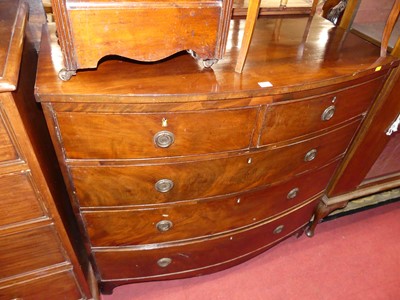 Lot 1430 - A  Regency mahogany bow front chest of two...