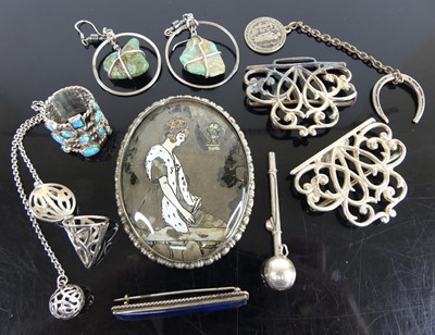 Lot 456 - Assorted silver and white metal costume...