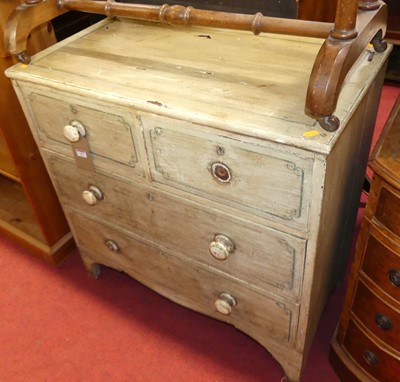 Lot 1452 - A Victorian scrumble finish pine chest of two...