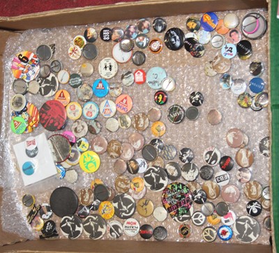 Lot 1521 - A tray of vintage Music badges 1970's, 80's...