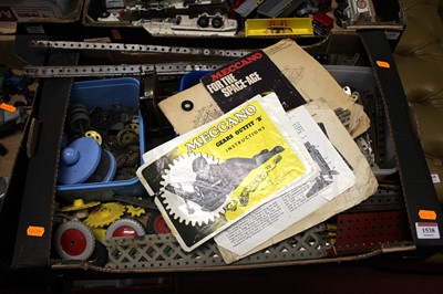 Lot 1990 - A tray of Meccano related metal components and...