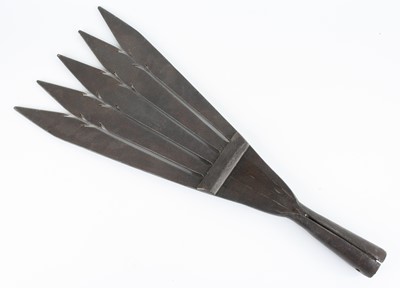 Lot 3424 - A 19th century Norfolk pattern iron eel gleave,...