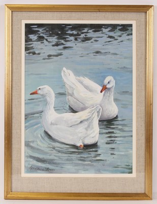 Lot 3547 - Gerladine Green, (20th century), Pair of swans,...