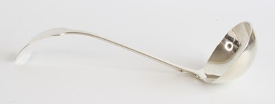 Lot 2184 - A George V silver soup ladle, in the Fiddle...