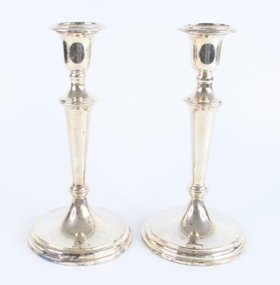 Lot 2194 - A pair of Elizabeth II silver candlesticks,...