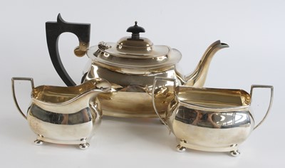 Lot 2183 - A George V silver three-piece tea service,...