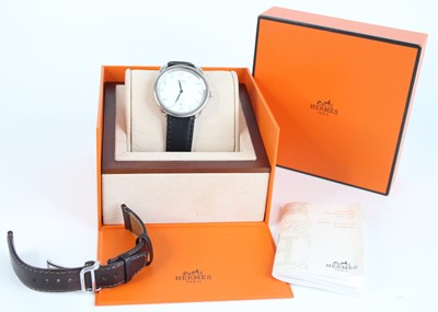 Lot 2607 - A steel Hermes automatic wristwatch, having...