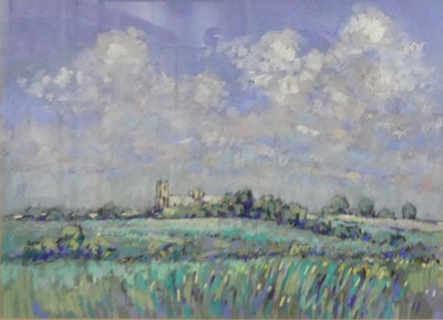 Lot 248 - Geoff Marsters - Ely Cathedral in springtime,...