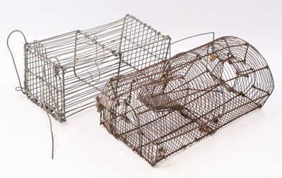 Lot 3444 - A Henri Marty type wirework cage trap, 40cm,...