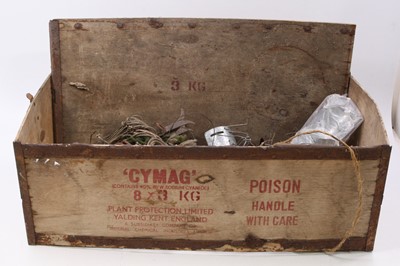 Lot 3447 - A plywood and metal bound box for Cymag rabbit...