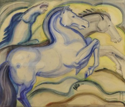 Lot 227 - After Franz Marc - Wild horses, watercolour...