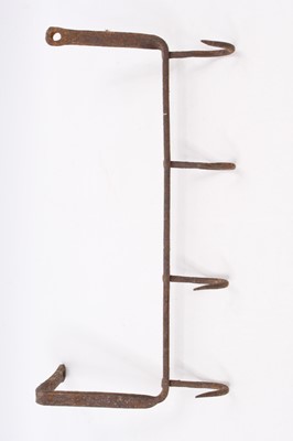 Lot 3442 - A 19th century four hook game rack, 37cm,...