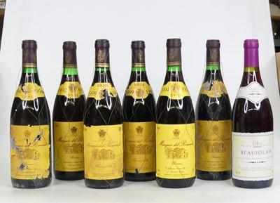 Lot 1088 - Assorted red table wines to include Marquis de...