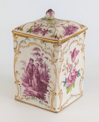 Lot 2104 - A German porcelain tobacco box and cover,...