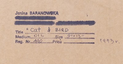 Lot 204 - Janina Baranowska (1925-2022) - Cat & Bird,...
