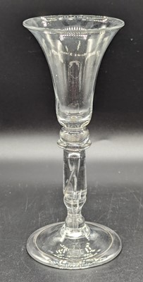 Lot 2126 - A wine glass, circa 1720, having a bell bowl...