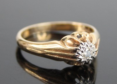 Lot 2548 - A gent's 9ct gold diamond solitaire ring, the...