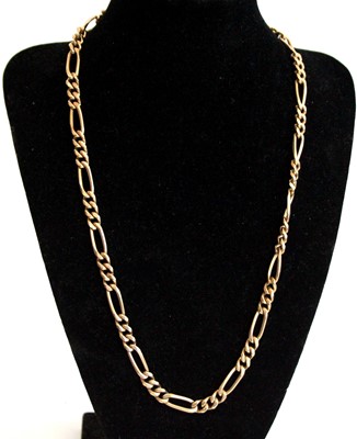 Lot 2680 - A 9ct gold figaro link neck chain, sponsor RJ,...