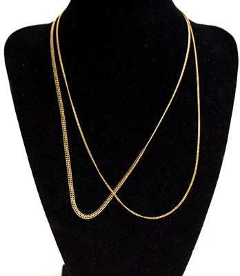 Lot 2681 - A 9ct gold fancylink neck chain, length 44cm;...