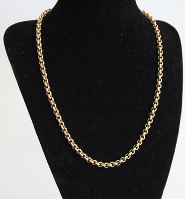 Lot 2748 - A modern 9ct gold heavy belcher link neck...