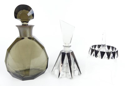 Lot 42 - A Bohemian Art Deco pewter colourway faceted...