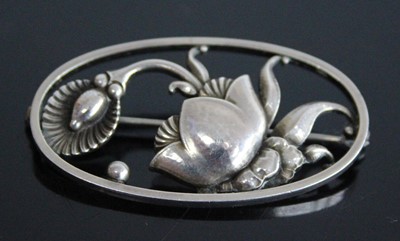 Lot 292 - A 1940's Georg Jensen sterling silver floral...