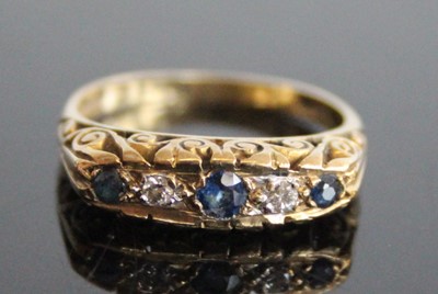 Lot 319 - A 9ct yellow gold, sapphire and diamond half...