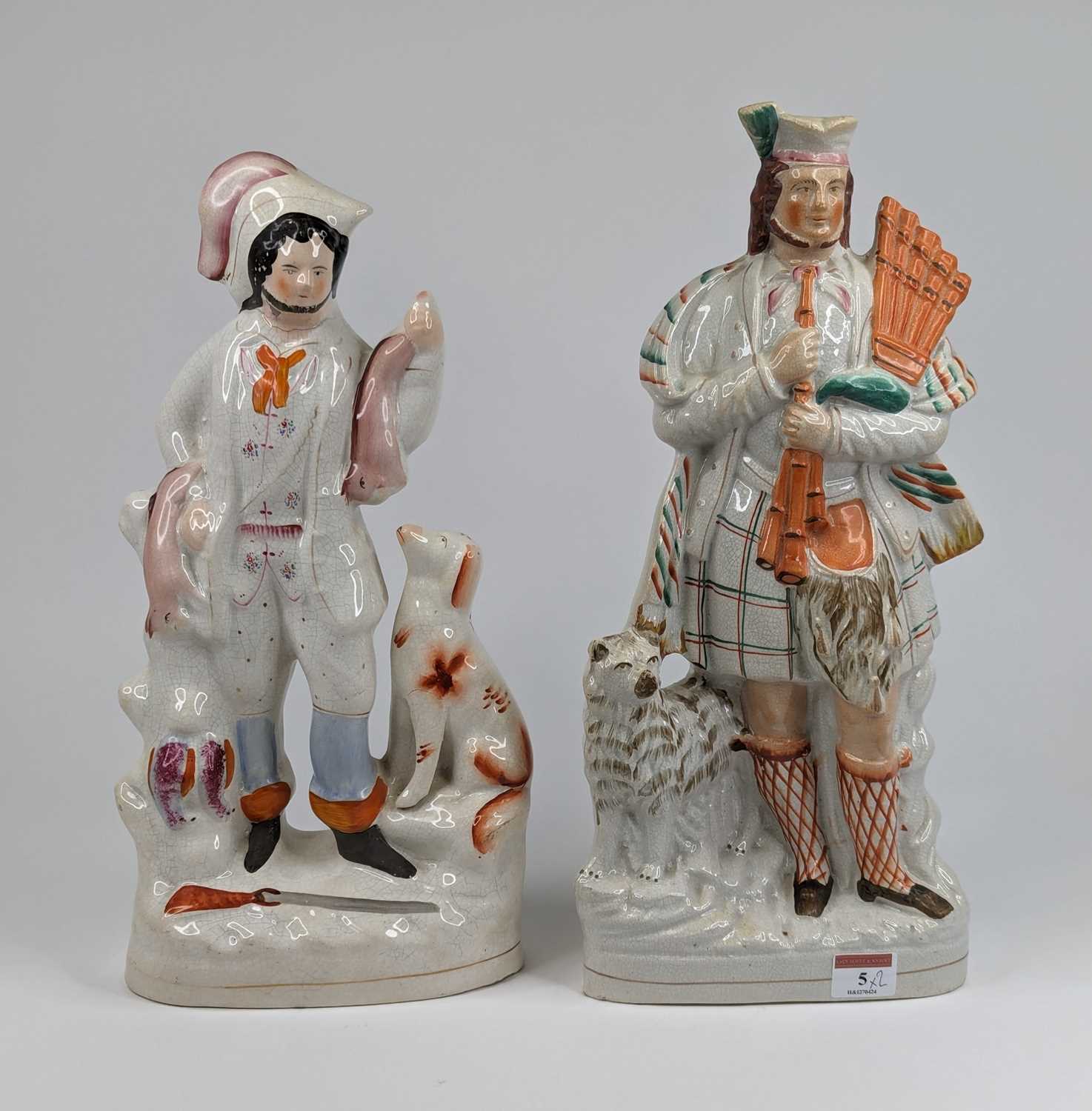Lot 5 - Two Victorian Staffordshire flat back figures,...