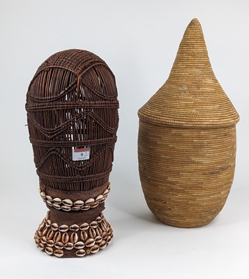 Lot 9 - A Somalian wicker food safe, decorated with...