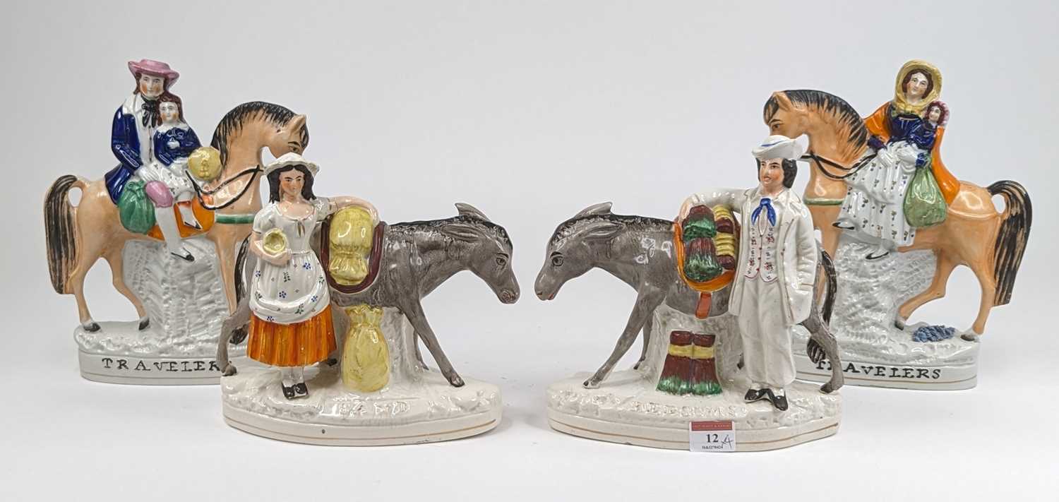 Lot 12 - A pair of Victorian Staffordshire flat back...