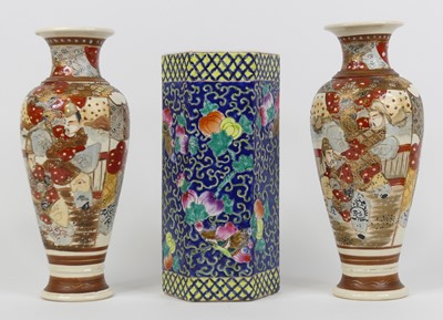 Lot 36 - A Chinese hexagonal porcelain vase, decorated...