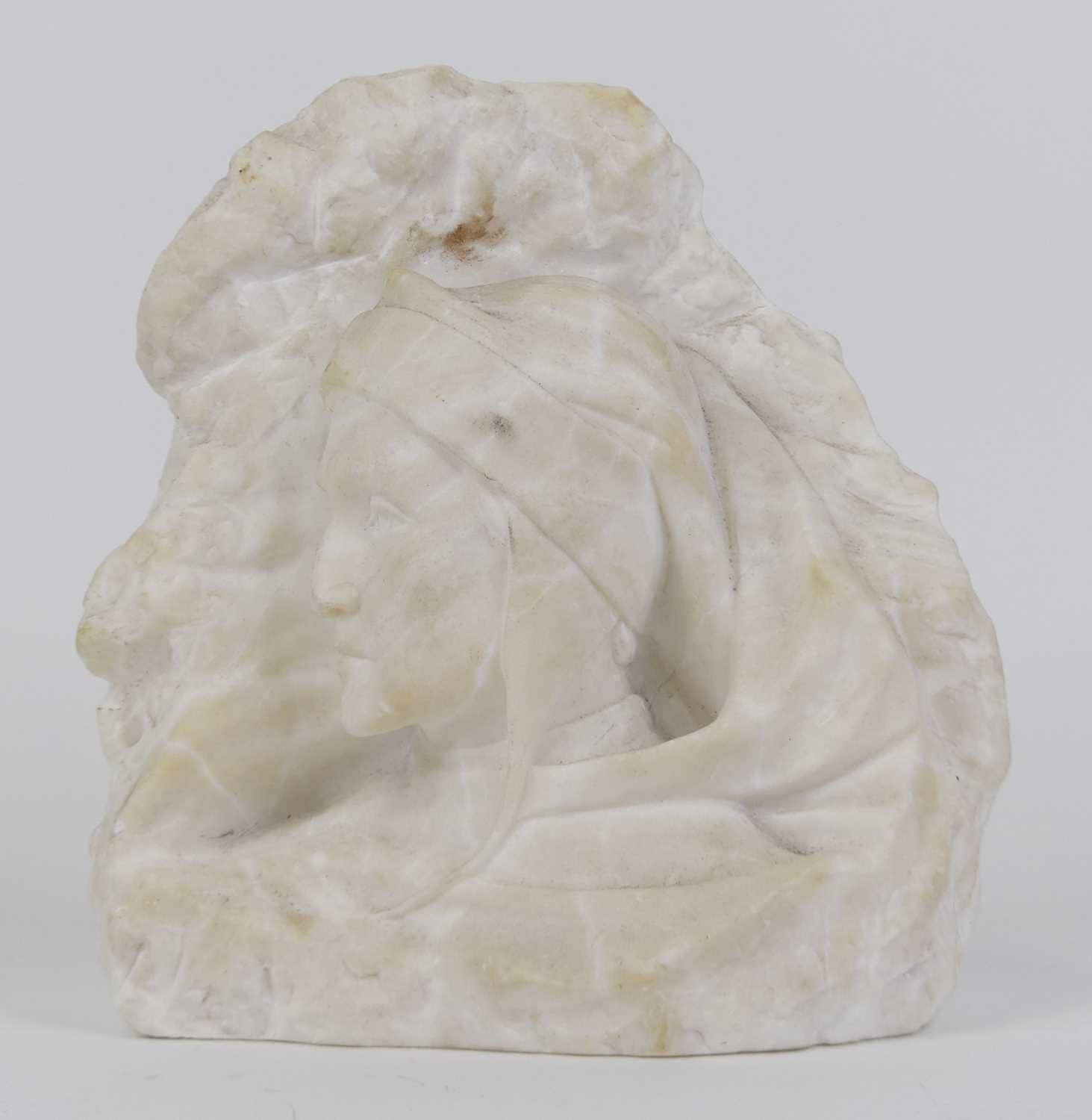 Lot 38 - A carved marble head & shoulders bust of a...