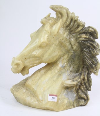 Lot 58 - A carved hardstone horses head, h.34cm