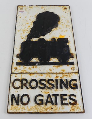 Lot 79 - A cast iron railway sign 'Crossing, No Gates'...