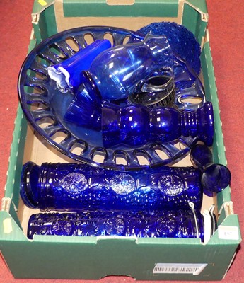 Lot 157 - A collection of blue glassware, to include...