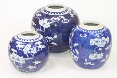 Lot 203 - A graduated matched set of three Chinese blue...