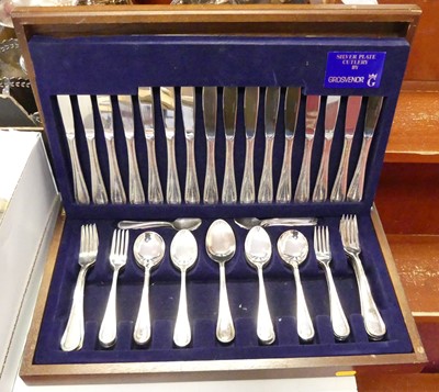 Lot 235 - A canteen of silver plated cutlery, eight...