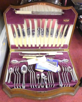 Lot 245 - A canteen of silver plated cutlery, a six...