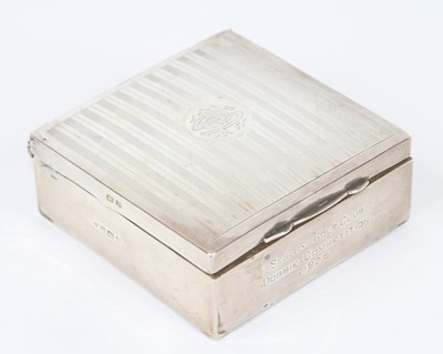 Lot 255 - A George V silver clad table cigarette box, of...