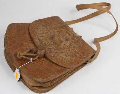 Lot 530 - A vintage crocodile leather lady's handbag