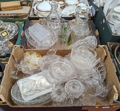 Lot 583 - Two boxes of mixed glassware, to include table...